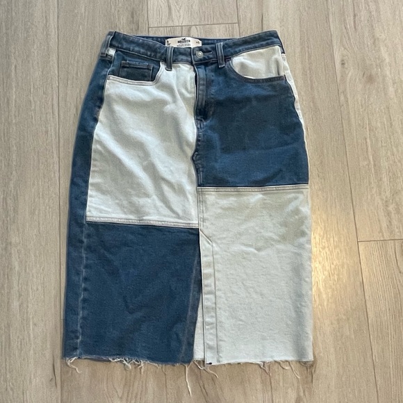 Hollister Dresses & Skirts - Hollister Denim Patchwork Midi Skirt